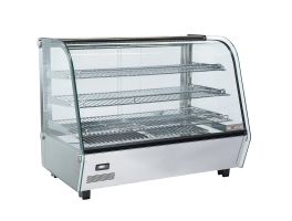 Verwarmde tafelvitrine, 3 niveaus, gebogen glas