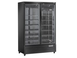 Verticale koelkastvitrine, 2 deuren, 1085 liter - ZWART