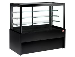 Panoramische uitstaltoonbank, verwarmd, 4 niveaus, zonder reserve - ZWART
