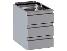 Blok met 3 laden (tafeldiepte 700 mm) – Telescopische geleiders