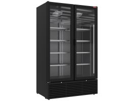 Positieve gekoelde vitrine 1142 liter, 2 draaideuren - ZWART