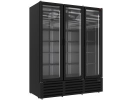 Positieve gekoelde vitrine 1455 liter, 3 draaideuren - ZWART