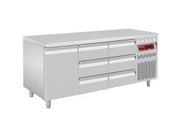 Geventileerde koeltafel, 3 deuren GN 1/1, 405 Lit.+ 2x Kit van 3 laden  (1/3+1/3+1/3 h100mm), voor DT...