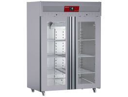 Koelkast geventileerd 1400 liter, 2 glazen deuren GN 2/1, op wielen