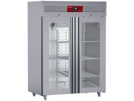 Vrieskast geventileerd  1400 liter, 2 glazen deuren GN 2/1, op wielen