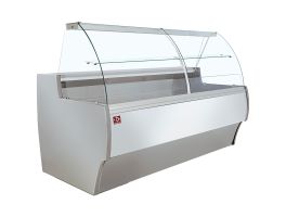 Gekoelde vitrinetoonbank gebogen ruit, geventileerd, met reserve - GRIJS/WIT