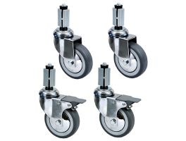 Set van 4 verchroomde wielen Ø 100 (2 met rem)