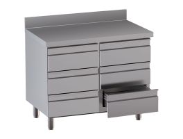 Werktafelkast met 6 laden, met achteropstand