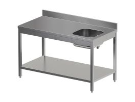 Chef-tafel met onderblad, spoelbak rechts + achteropstand
