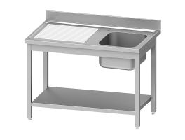 RVS spoeltafel ECO met 1 kuip en 1 links druipvlak, met onderblad