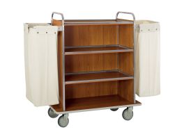 Inox wagen voor wasgoed, 4 niveau's, 2 zakken