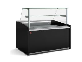 Neutrale vitrine toonbank, hoog glas, met neutrale opbergruimte - ZWART