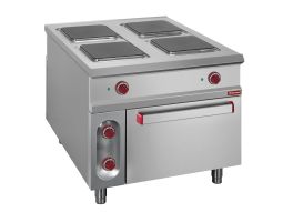 Elektrisch fornuis met 4 vierkante kookplaten op elektrische GN 2/1 oven - PASS-THROUGH