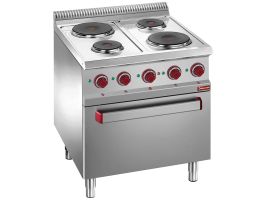 Elektrisch fornuis 4 platen op elektrische oven GN 2/1 en gril