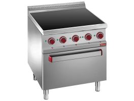 Vitrokeramisch fornuis met 4 zones, elektrische oven GN 2/1 met grill
