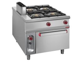 Fornuis 4 branders op gasoven GN 2/1 - PASS-THROUGH