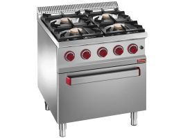 Gasfornuis 4 gasbranders, elektrische oven GN 2/1