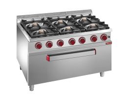 Fornuis 6 branders, maxi gasoven 1 groote deur