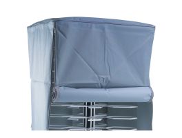 Hoes in PVC met scharnier voor sluiten.