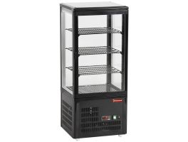 Vitrine tafelmodel geventileerd, 4 glazen zijden, 4 niveau "Black"
