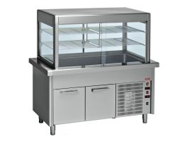 Top element + gekoelde vitrine op gekoelde kast 6x GN 1/1
