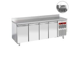 Geventileerde koeltafel "muraal", 4 deuren GN 1/1, met spoelbak