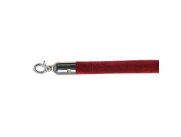10103RC - Barrier cord velvet Red, polished, Ø 3cm, length 157 cm