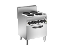 Gastro-Inox 650 HP elektrisch kooktoestel met 4 kookplaten en elektrische oven, 70cm