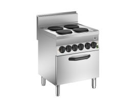 Gastro-Inox 650 HP elektrisch kooktoestel met 4 kookplaten en heteluchtoven, 70cm