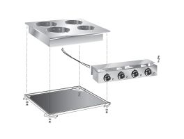 Gastro-Inox drop-in elektrische kookplaat, 60 cm, 4 plaats, met aansluitblok