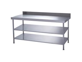 Parry volledig gelaste roestvrijstalen wandtafel 2 onderplanken 1200x600 mm