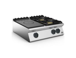 Gastro-Inox 700 HP gloeiplaat toestel met 2 branders, 80cm