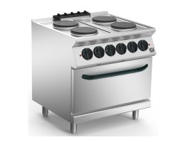 Gastro-Inox 700 HP kooktoestel met 4 ronde platen en elektrische oven GN 2/1, 80cm