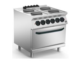 Gastro-Inox 700 HP kooktoestel met 4 ronde platen en elektrische oven GN 1/1, 80cm