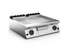 Gastro-Inox 700 HP gasbakplaat met 2/3 gladde en 1/3 geribbelde geslepen stalen plaat, 80cm