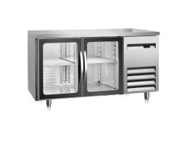 Marecos RVS gekoelde werkbank 600mm diep met 2 glasdeuren