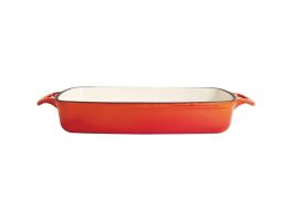Vogue rechthoekige gietijzeren ovenschaal oranje 2,8L