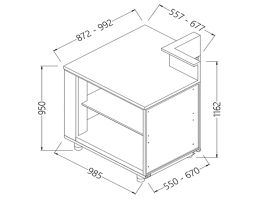 Neutrale bar-toonbanken met voorziening voor een dienst tablet 90° (open)