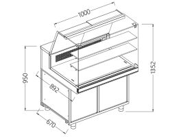 Gekoelde & verwarmde vitrine toonbank EN & GN, hoog glas, statisch, zonder reserve
