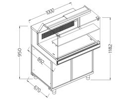 Gekoelde & verwarmde vitrine toonbank EN & GN, laag glas, statisch, zonder reserve