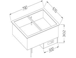 Bain-marie element 2 GN 1/1