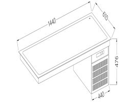 Element met gekoeld bovenblad 4x GN 1/1