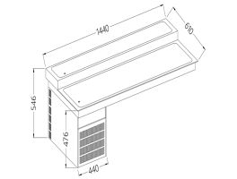Element met gekoeld bovenblad, 2 niveaus, 4x GN 1/1