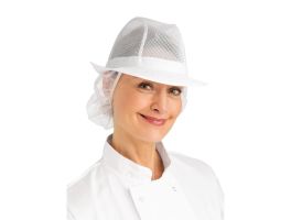 Trilby hoed met haarnetje wit M