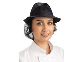 Trilby hoed met haarnetje blauw L