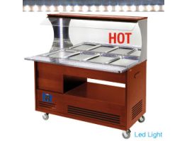 Warm wandbuffet, bain-marie, 4x GN 1/1-150 (Mahonie hout)