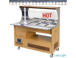 Warm wandbuffet, bain-marie, 4x GN 1/1-150 (Licht eiken hout)