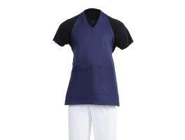 Whites halterschort met V-hals donkerblauw