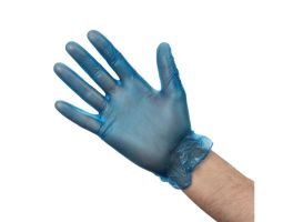 CB254-M - HYGIPLAS vinyl handschoenen blauw gepoederd maat M