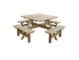 Rowlinson vierkante houten picknicktafel 198cm